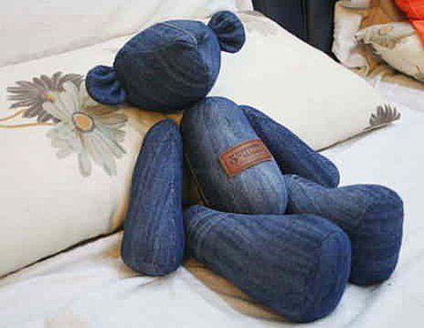 Джинсовый мишка Тедди игрушка своими руками из джинсов