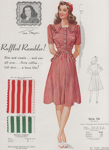 Подборка с интересными деталями модной одежды 40-х годов