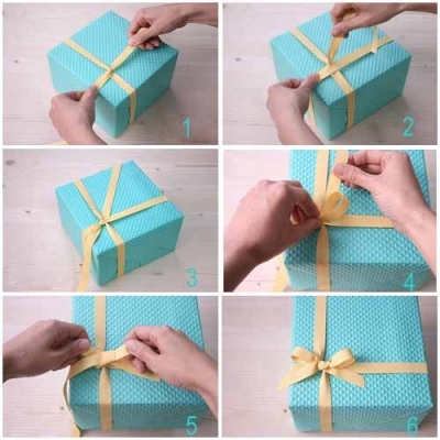 Упаковка подарка с двумя лентами (Diy)