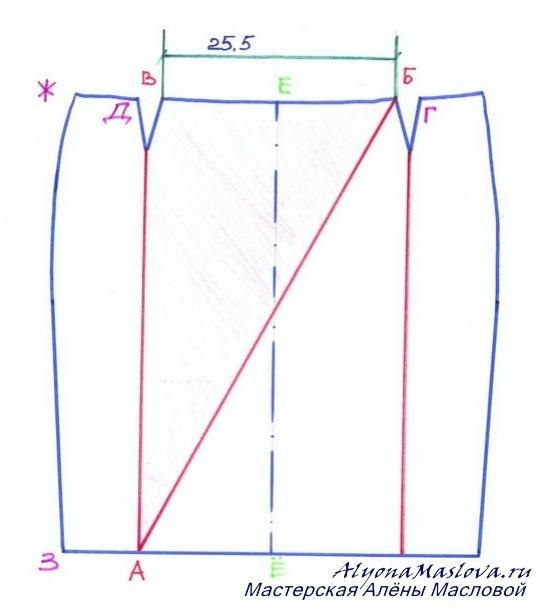 Моделирование прямой юбки с диагональными складками
