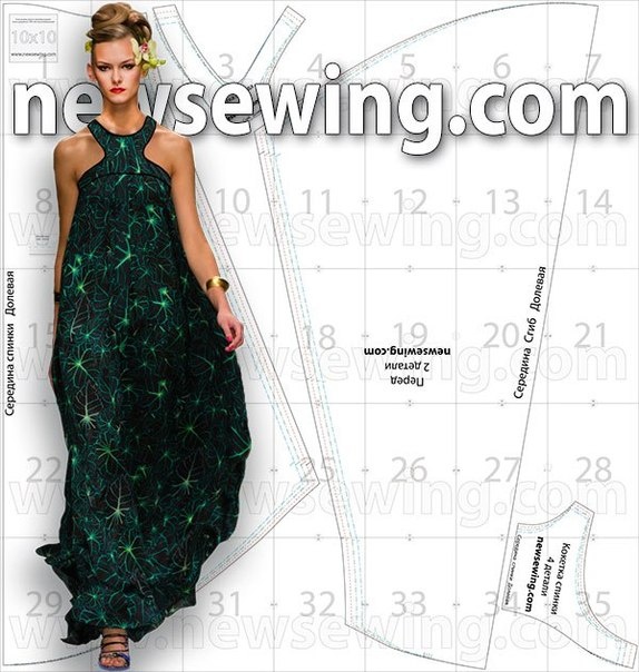 Выкройка длинного платья-сарафана для летнего отдыха