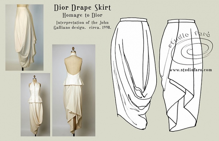 Построение Dior-овской драпированной юбки (Diy)