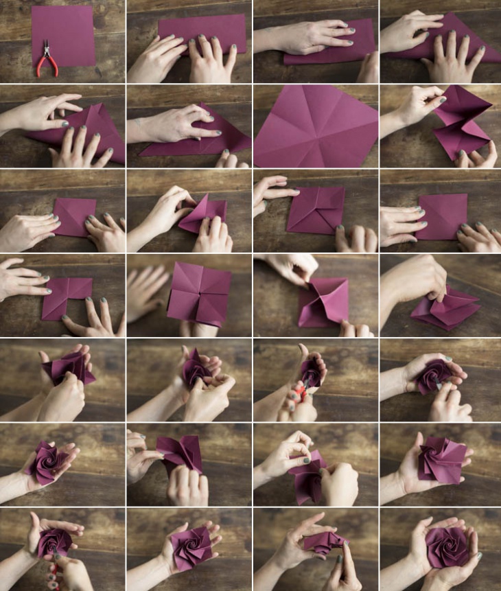 Как свернуть оригами-розу (Diy)