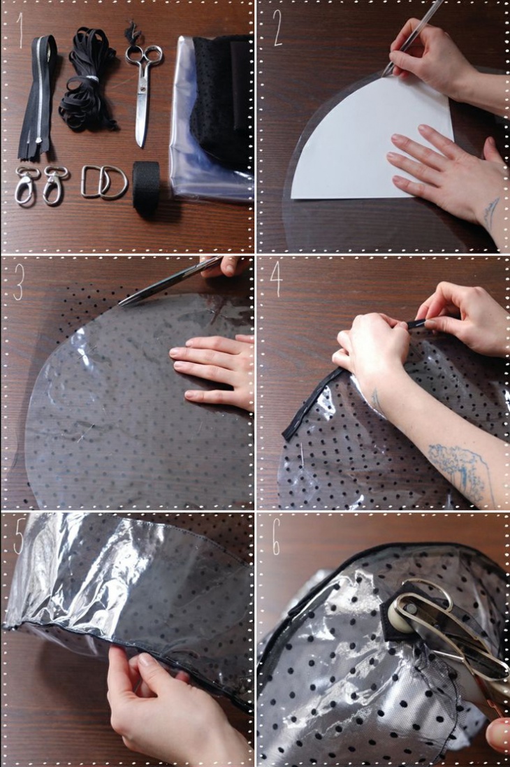 Выкройка круглой сумки из фатина и пленки (Diy)