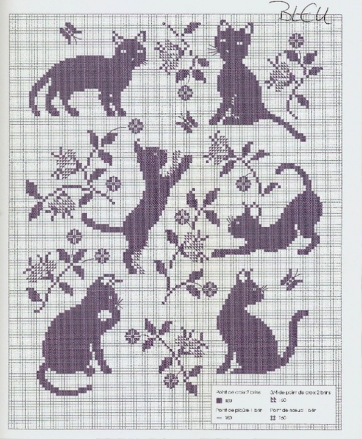 схемы вышивки кота котенка