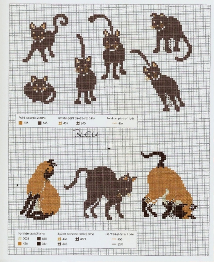 схемы вышивки кота котенка
