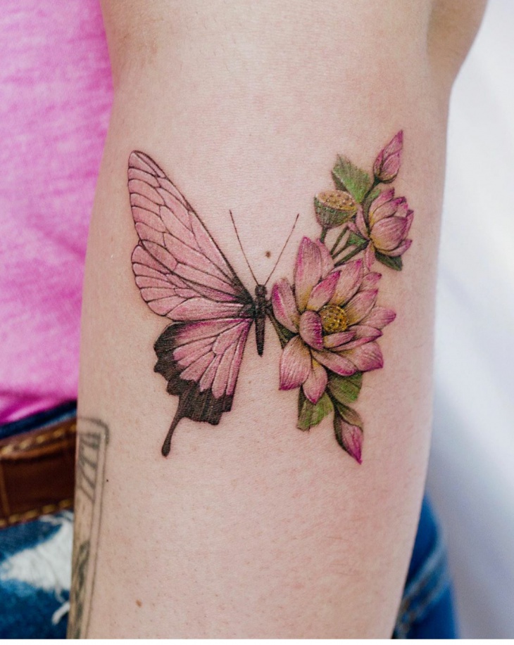 Татуировки цветочные бабочки (подборка) .
