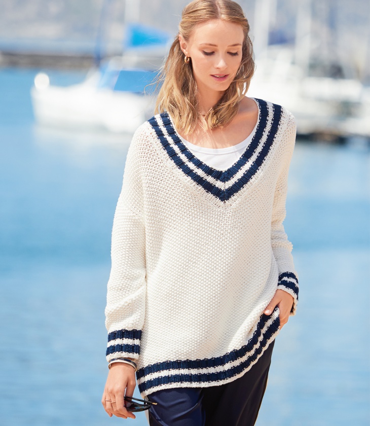 Пуловер оверсайз в морском стиле Diy