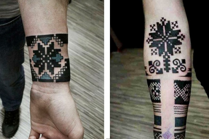рукав вышивка крестиком на руке татуировка тату
