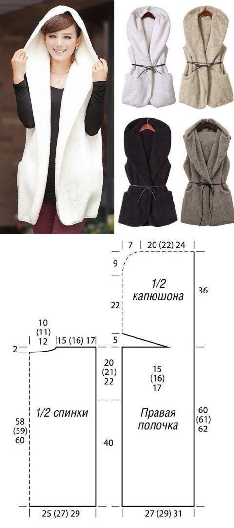 Выкройка женский капюшон/шарф утеплённый размер с 92 по 176