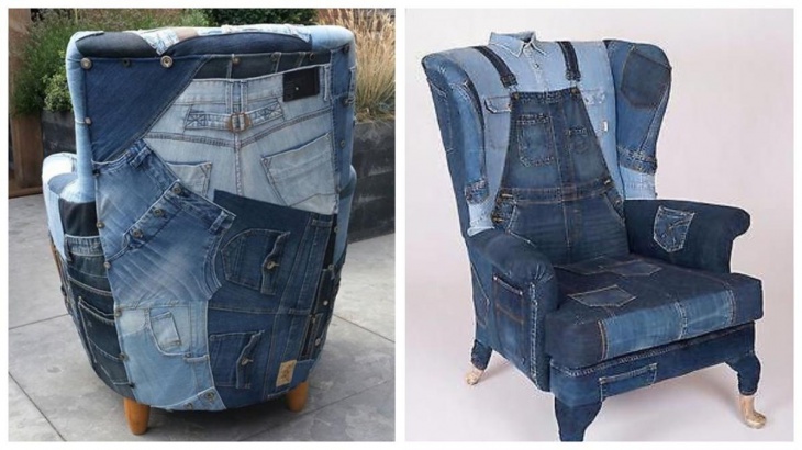 Кресло из джинсового комбинезона