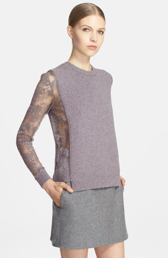 Valentino Lace Inset Wool and Cashmere Sweater | 2014