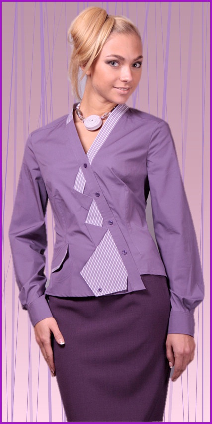выкройки блузки, которая напоминает переделку мужской рубашки и галстука