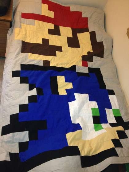 одеяло пэчворк Марио
