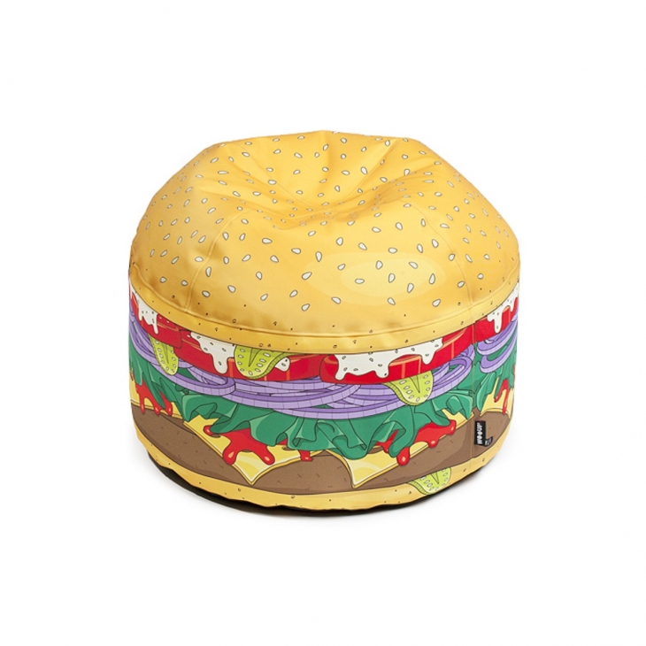 Подборка пуфиков  на тему еды - пирожные, мороженое, гамбургеры и картофель фри.