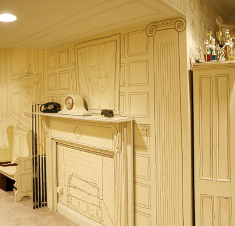 комнаты  с разрисованными стенами.