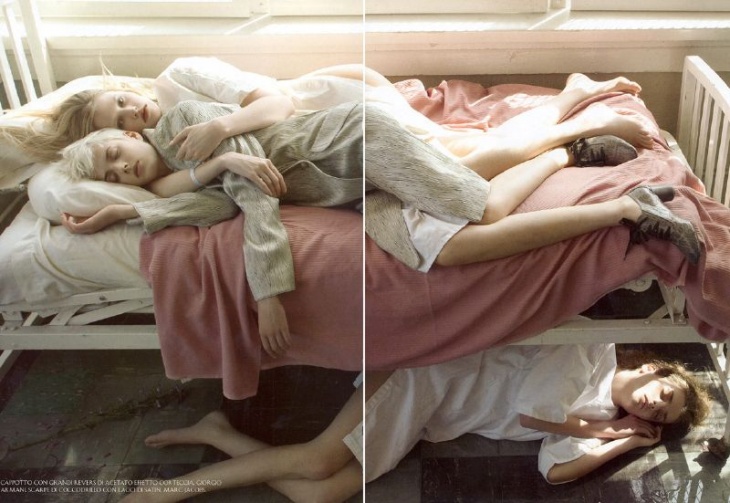 Очень необычная фотосессия  Steven Meisel  в Vogue Италия Июль 2007 была снята в стиле будней сумасшедшего дома