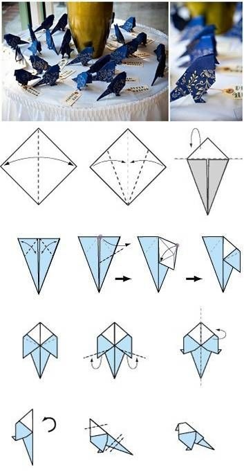 Птички оригами - с визитками (Diy)