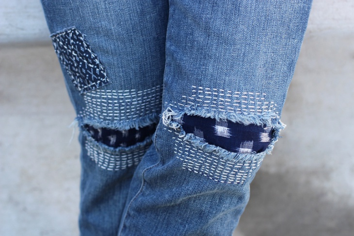 Как делать такие сашико-заплатки на джинсах - пошаговый мастер-класс