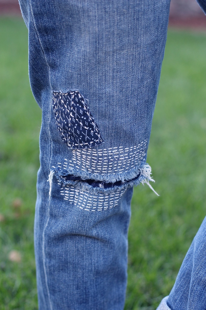 сашико-заплатки на джинсах