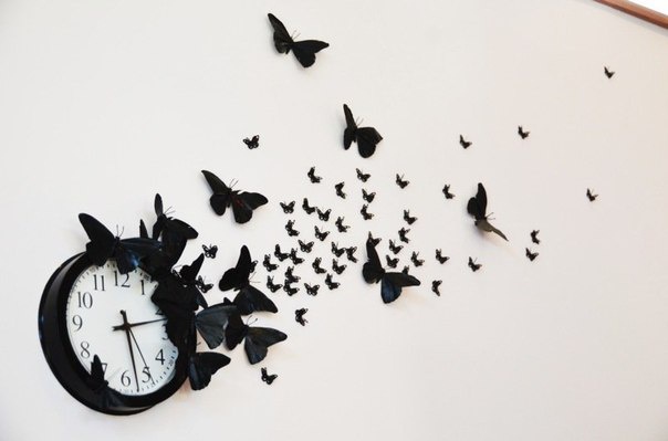 Бабочки вокруг часов (Diy)