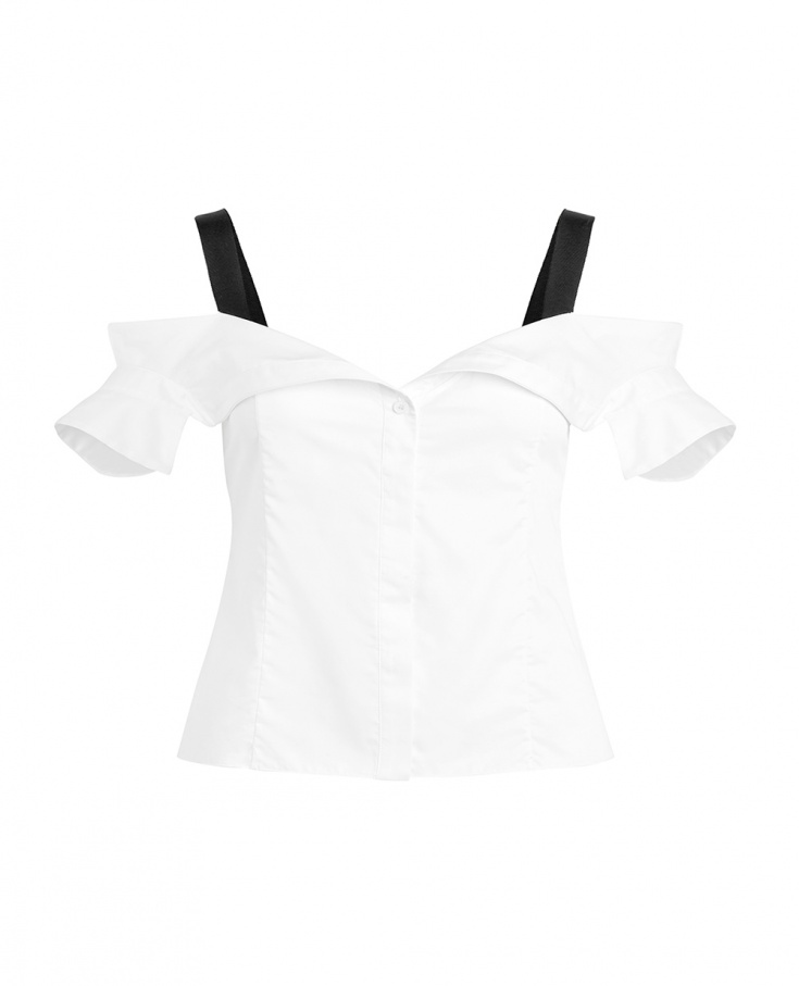 блузка, сшита так, что имитирует переделку пары рубашек