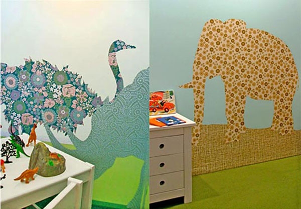 Творческий декор стены обоями в детской комнате