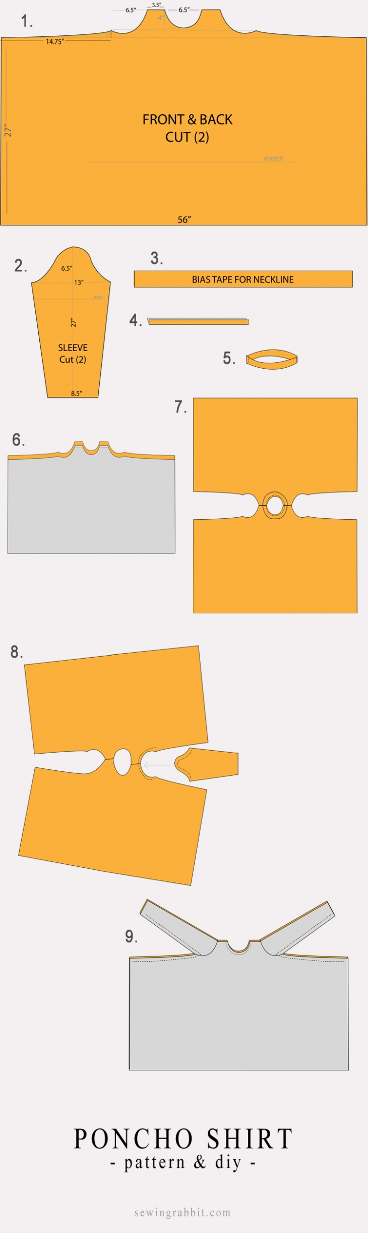 Выкройка пончо из рубашечной ткани (Diy)