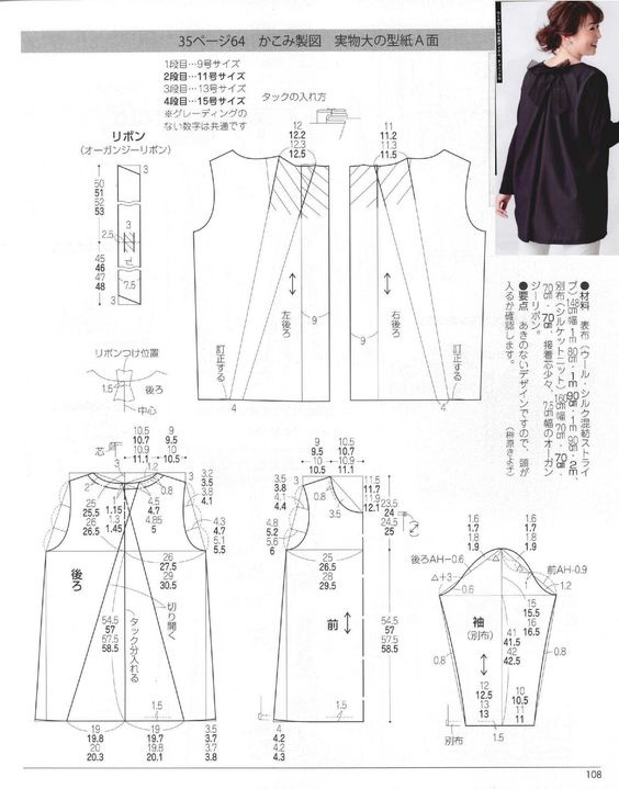 2 японские выкройки - кардиган и блузка