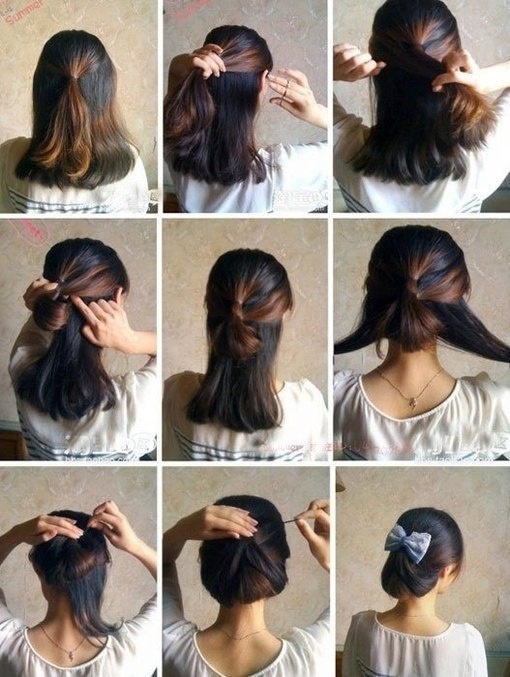 Подборка идей как сделать визуально из длинных волос короткие типа каре
