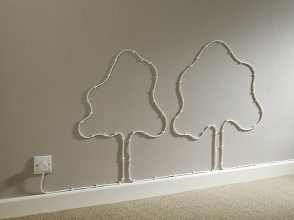 Даже обычные провода, проводка, могут стать способом интересно украсить стены своего дома