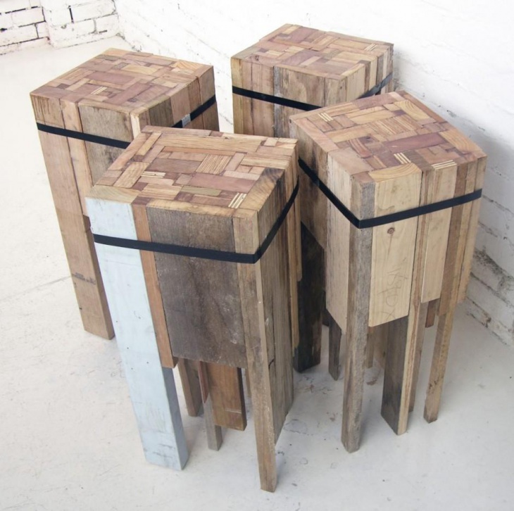 барные стулья полностью сделаны из вторичных материалов