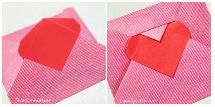 упаковка подарка оригами в виде сердца