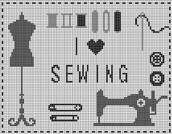 Подборка схем вышивок швейных машинок или на швейную тематику: