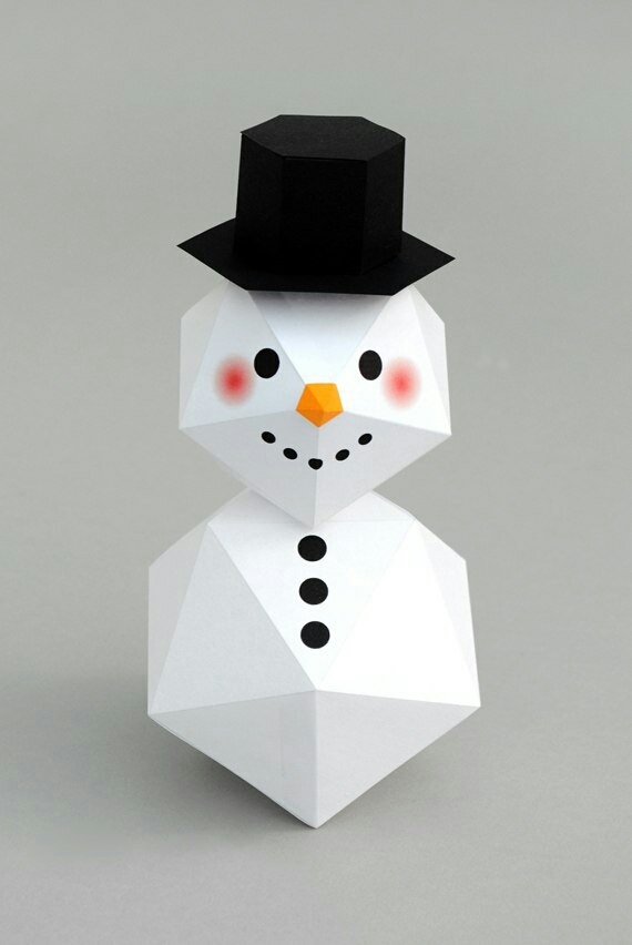 Аппликация снеговик из бумаги