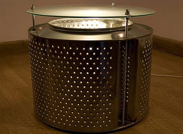Столик с подсветкой из барабана стиральной машины
