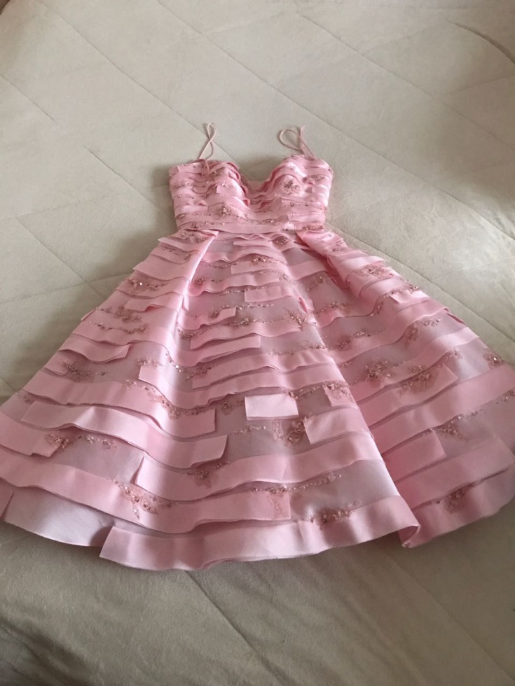 розовое свадебное короткое платье